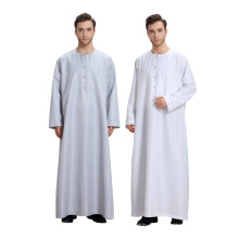 Venda quente modelos abaya dubai cor pura mangas compridas homens muçulmanos abaya dress